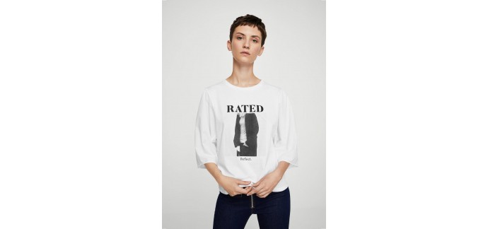 Mango: -35 % sur le T-shirt imprimé message "Rated perfect"