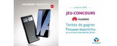 Bouygues Telecom: Huawei Mate10 Pro avec 1 an de Forfait B&YOU 50 Go À Gagner
