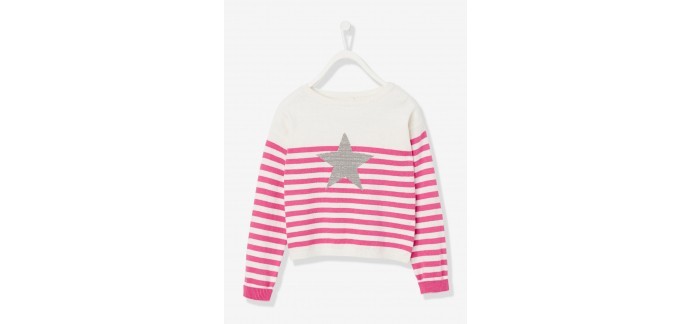 Vertbaudet: Pull fille marin motif intarsia à 7,99€ au lieu de 19,99€