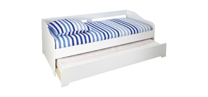 Conforama: 77,92€ d'économie sur le Lit divan 90 cm + tiroir lit SUNSET coloris blanc