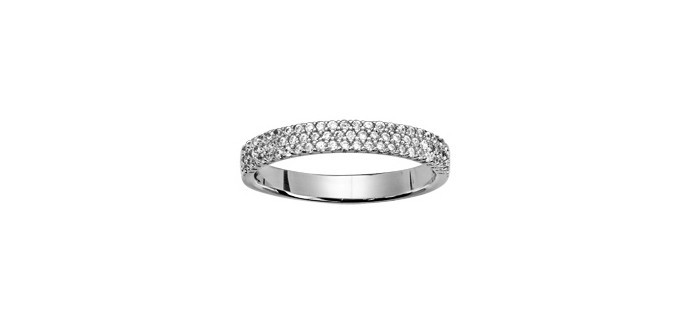 1001 Bijoux: Bague en argent rhodié 3 rangées oxydes blancs serti à -46%