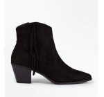 New Look: Boots noires style western à talon et franges sur les côtés en soldes à -53%