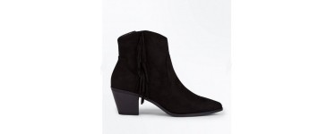 New Look: Boots noires style western à talon et franges sur les côtés en soldes à -53%