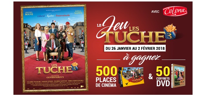 Colona: 500 places de cinéma pour les Tuche 3 et 50 coffrets DVD des films "Les Tuche" 1 et 2