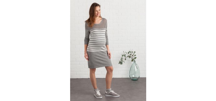 Vertbaudet: Robe pull de grossesse - gris rayé à 16,50€ au lieu de 55€