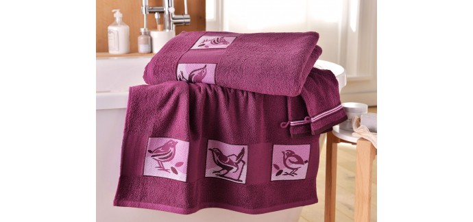 Becquet: Linge de toilette liteau oiseaux - lot de 4 pièces à 7,47€ au lieu de 24,90€