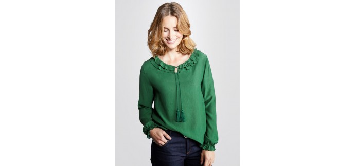 Cyrillus: Blouse femme volantée en solde à 23,96€ au lieu de 59,90€