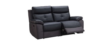 Conforama: [Soldes] Canapé droit relaxation électrique en cuir et tissu TEDDY à 599€ au lieu de 1187€
