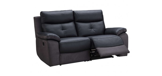 Conforama: [Soldes] Canapé droit relaxation électrique en cuir et tissu TEDDY à 599€ au lieu de 1187€