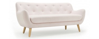 Alinéa: [Soldes] Canapé 3 places fixe esprit scandinave rose pâle au prix de 419,30€ au lieu de 599€