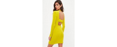 Missguided: robe jaune côtelée à manches longues à 15€ au lieu de 33€