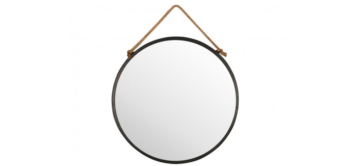 Delamaison: Miroir mural rond en métal noir suspendu D.70cm TALI à 63,90€ au lieu de 79,90€