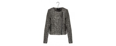 Place des Tendances: IKKS - Blouson zippé en tweed noir à -60%