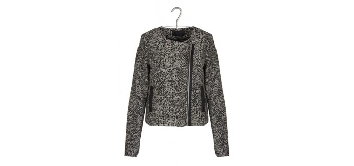 Place des Tendances: IKKS - Blouson zippé en tweed noir à -60%