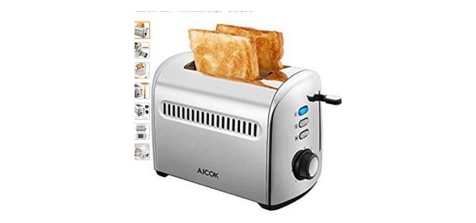 Amazon: Grille pain Aicok en metal à 14€ au lieu de 66,99€