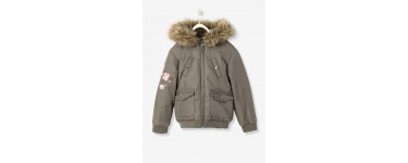 Vertbaudet: Parka fille à capuche fourrée esprit bomber à 15€29