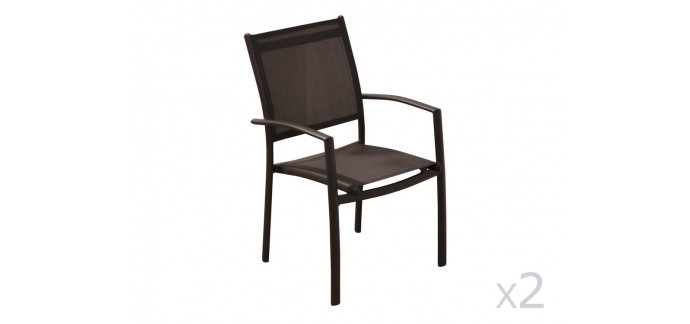 Delamaison: Fauteuil de jardin aluminium empilable (par 2) CINERGI Noir à 79,90€ au lieu de 179€