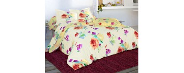 Becquet: Linge de lit fleurs effet peinture - BECQUET drap-housse 90x190 à 6,72€ au lieu de 24,90€