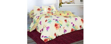 Becquet: Linge de lit fleurs effet peinture - BECQUET drap-housse 90x190 à 6,72€ au lieu de 24,90€