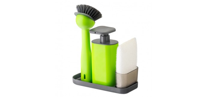 Delamaison: Set vaisselle avec brosse vaisselle + éponge + distributeur à savon Rengo à 7,90€ au lieu de 15,90€