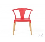 Delamaison: Lot de 2 chaises avec accoudoirs, piètement bois et assise polypropylène  à 189€ au lieu de  319€
