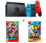 Cdiscount: Pack console Nintendo Switch Néon + 2 jeux : Arms et Super Mario Odyssey à 359,99€
