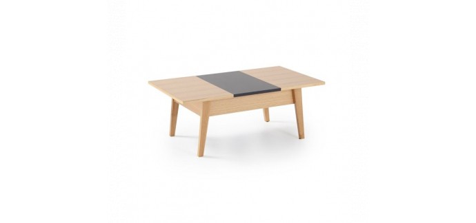 Alinéa: Table basse noire et chêne clair avec rangement à 112,21€ au lieu de 160,30€