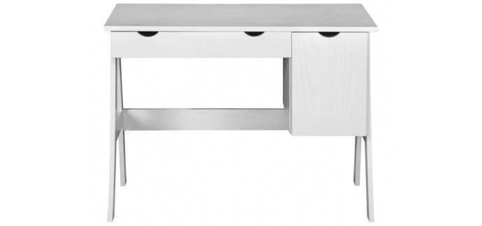 Conforama: Bureau 1 porte, 1 tiroir DOLLY coloris blanc à 65,57€ au lieu de 129,99€
