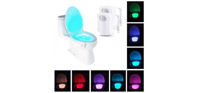 GearBest: LED Motion Sensing toilette bowl light 8 couleurs 2pcs - blanc à 9,99€ au lieu de 11,84€