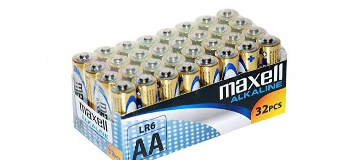 Amazon: Lot de 32 piles alcaline Maxell AA (LR6) à moins de 12€