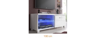 Brico Privé: Meuble TV LED - 100 cm - blanc à 109,99€ au lieu de 250€