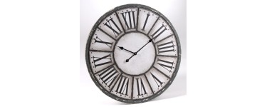 Delamaison: Horloge grise et blanche avec chiffres romains D.80cm Oscar à 63,90€ au lieu de 80,90€