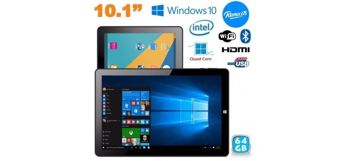 Cdiscount: Tablette Windows 10 + Remix OS 2.0 à 359,49€ au lieu de 517,99€