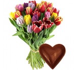 Florajet: 15 tulipes + coeur en chocolat à 28€ au lieu de 33,90€