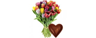 Florajet: 15 tulipes + coeur en chocolat à 28€ au lieu de 33,90€
