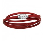 1001 Bijoux: Bracelet en acier et cuir rouge à 21,90€ au lieu de 55,50€