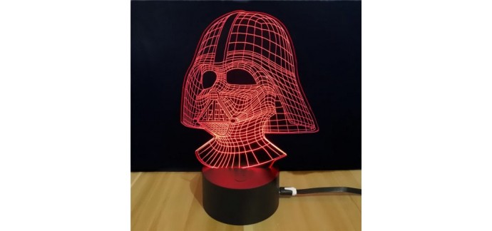 Rosegal: Lampe décorative Dark Vador 3D brillante à 5,88€ au lieu de 13,98€