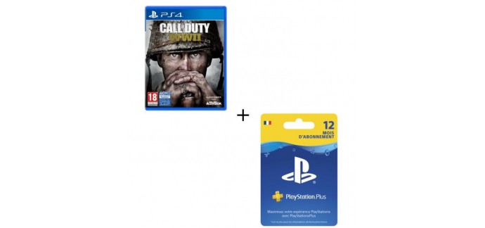 Cdiscount: Jeu Call of Duty World War II PS4 + Abonnement Playstation Plus 12 Mois à 74,99€