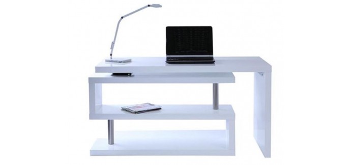 Miliboo: Bureau design blanc laqué amovible MAX au prix de 347,13€ 