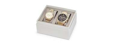 Fossil: [Outlet] - Coffret cadeau pour lui et elle montres chronographes en acier inoxydables à -30%