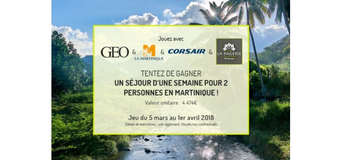 GEO: 1 semaine pour 2 personnes en Martinique à gagner