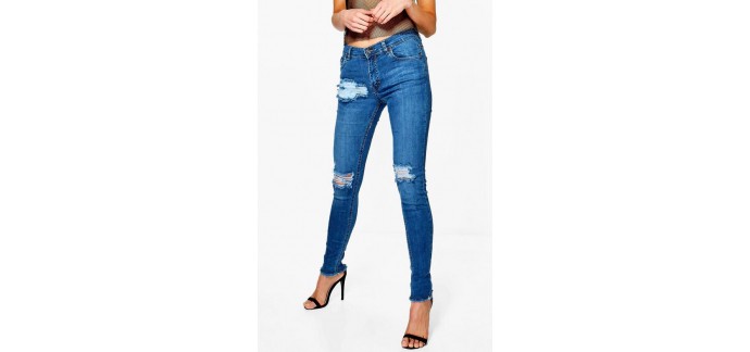 Boohoo: Jess jean skinny taille mi-haute aspect vieilli à 34€ au lieu de 42€