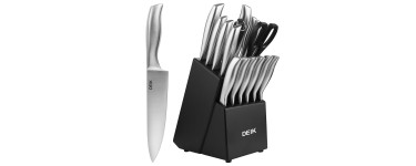 Amazon:  DEIK Acier Inoxydable Set Couteaux Cuisine, 16 pièces à 38,99 €