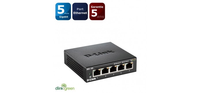 Cdiscount: D-Link Switch 5 ports gigabit DGS-105 à 19,99€ au lieu de 35,45€