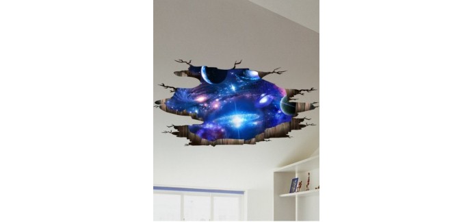 Rosegal: Décor plafond 3D Galaxy Planet - Deep Blue - 60 * 90cm à 5,32€ au lieu de 9,82€