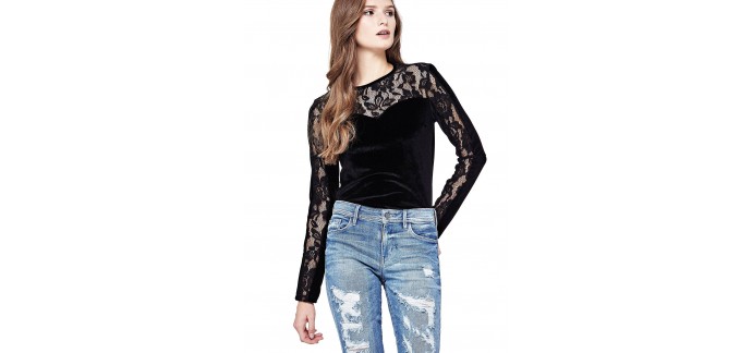 Guess: Top en velours dentelle à 23,50€ au lieu de 59,90€