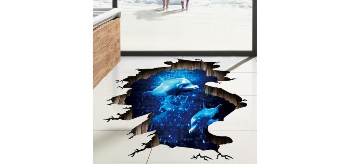 Rosegal: Autocollant  de plancher  3D pour  chambre à coucher - bleu - 60 * 90cm à 4,68€ au lieu de 5,88€ 