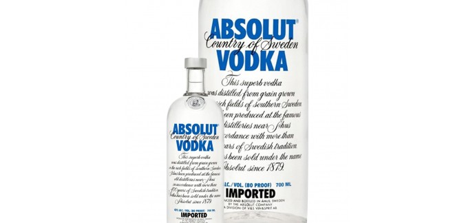 Auchan: Vodka Blue Absolut 40% 70cl à 16,29€