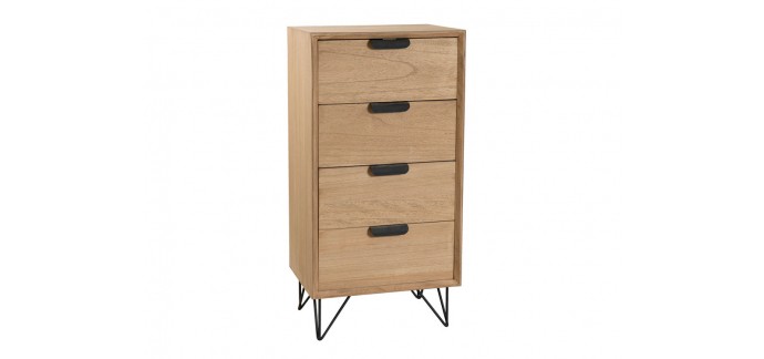 Delamaison: Chiffonier en bois vintage 4 tiroirs Longueur 48 cm Maddie à 149€ au lieu de 200,15€