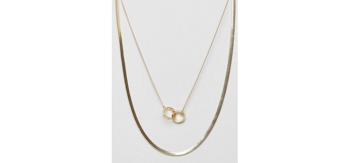 ASOS: Collier avec chaîne multirang style vintage et pendentif cercles entrelacés à 7,99€